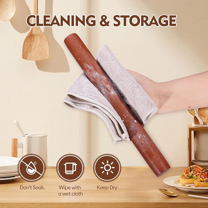 Wood Rolling Pin, Non-Stick Rolling Pin - Image 6