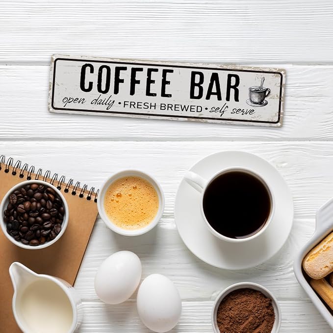 Coffee Bar Open Daily Sign, Retro Metal Tin Sign, Rustic Farmhouse Wall Decor - Image 5