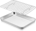 E-far Baking Sheet with Rack Set, 9.5” x 7.3” Stainless Steel Cookie Sheet by E-far