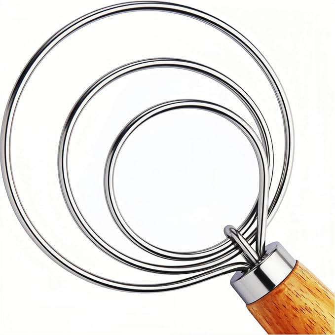 TEEVEA Danish Dough Whisk for Bread Sourdough, Wooden Handle & Stainless Steel - Image 8