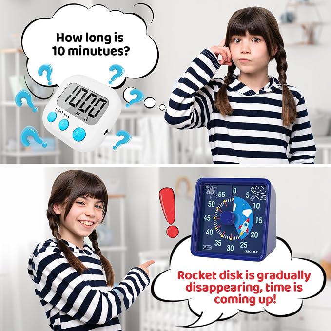 Secura 60-Minute Visual Timer for Kids, Time Clocks, Countdown Timer for Office - Image 4