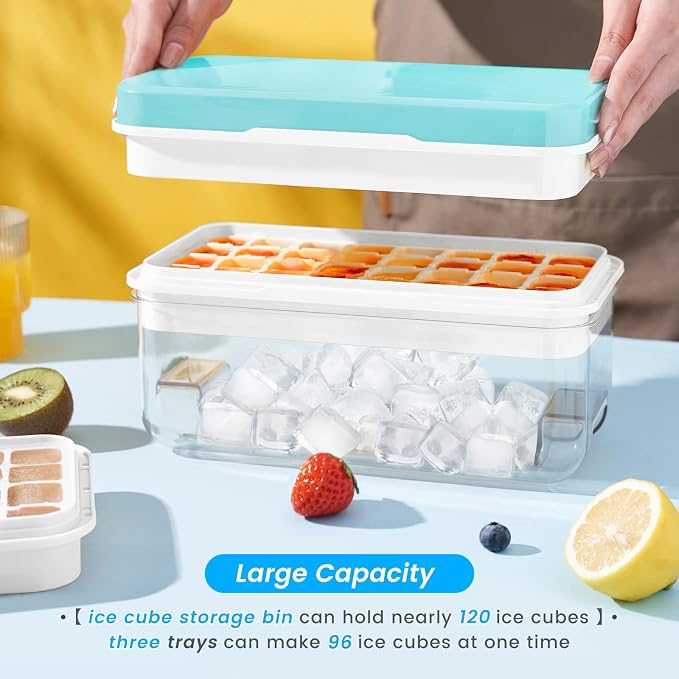 Ice Cube Tray with Lid and Bin, PHINOX 96 pcs Ice Trays - Image 6