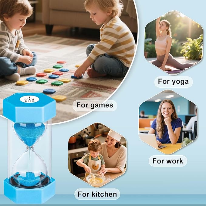 Hourglass Sand Timer 1 Minute, Unbreakable Hourglass Sand Clock, Plastic - Image 6