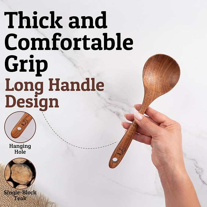PriorityChef Handcrafted Teak Wooden Spoon - Image 3
