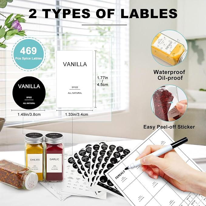 AISIPRIN 24 Pcs Glass Spice Jars - Image 3