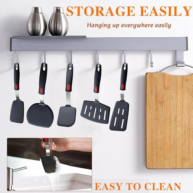 Silicone Spatula Set Turner, 600°F Heat Resistant Kitchen Cooking Utensils Set - Image 4