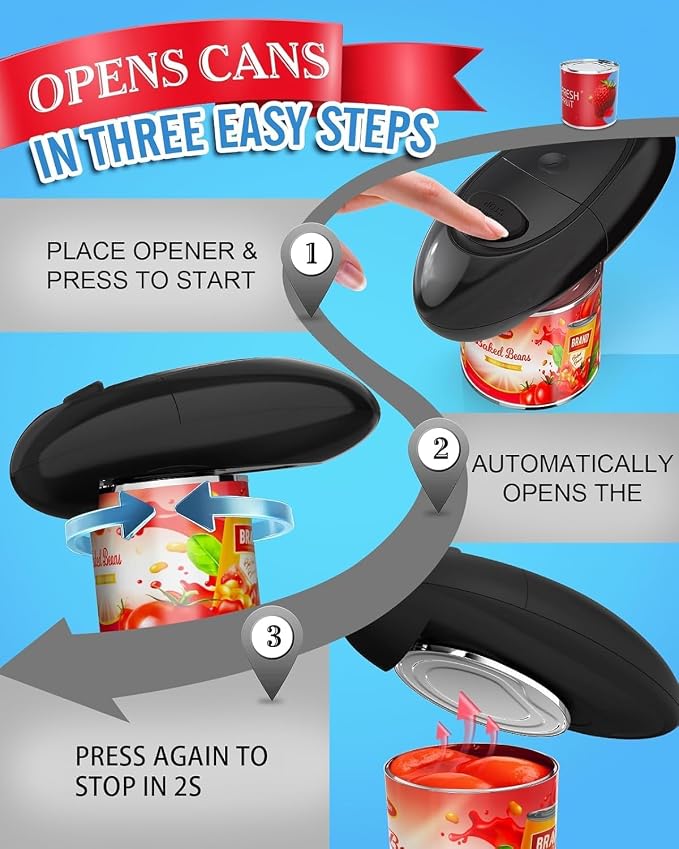 Electric Can Opener, Automatic Hands-Free One Touch, Smooth Edge Safety Cut - Image 3