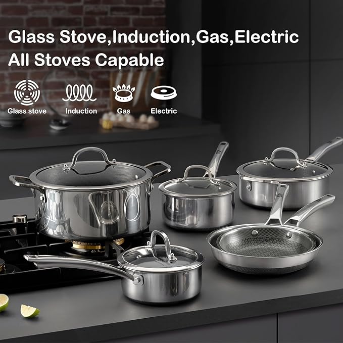 SNOWCLAD Pots and Pans Set Non Stick, Non Stick Frying Pans, Saute Pan & Stock - Image 5