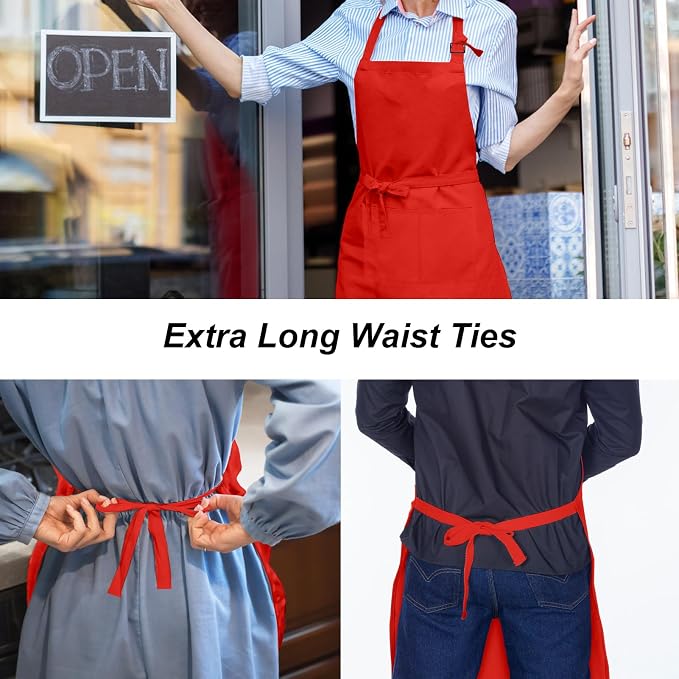 15 Pcs Adult Aprons Bulk with Pockets Adjustable Bib Chef Apron - Image 4