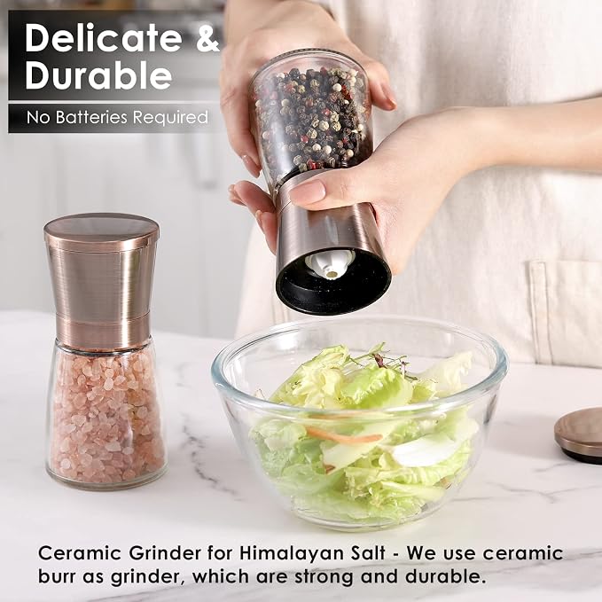Vzaahu Salt and Pepper Copper Grinders, Seasalt Spice Peppermill - Image 2