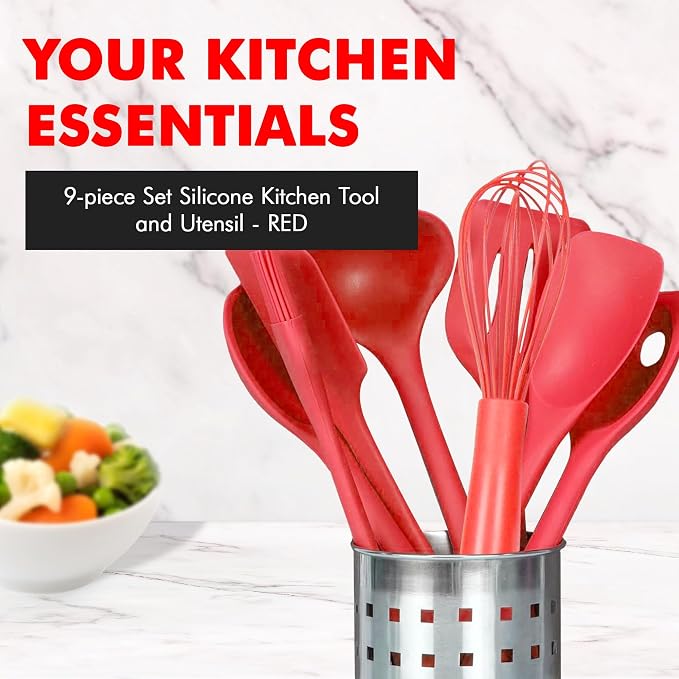 Chef Craft Premium Silicone Kitchen Tool and Utensil Set, 9 Piece - Image 2