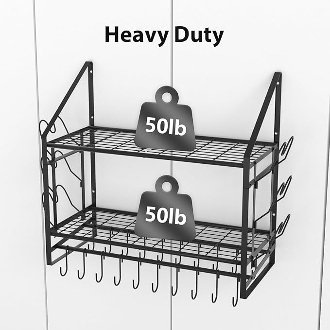 VyGrow 28 Inch Pot Rack Wall Mounted, 2 Tier Pots and Pans Organizer - Image 4