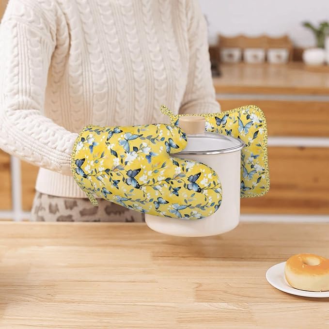 Oven Mitts and Pot Holders Watercolor Pastel Butterfly Flower Silicone Kitchen - Image 7