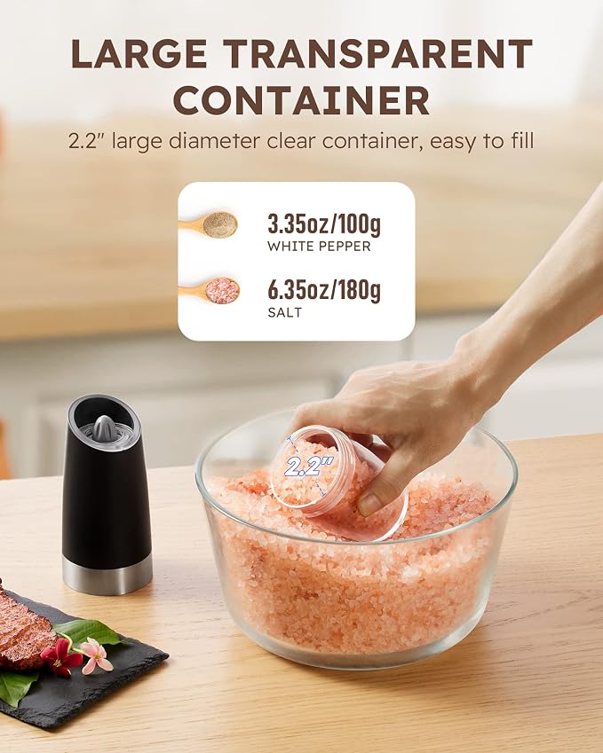 Sangcon Gravity Electric Salt and Pepper Grinder Set Automatic Shakers Mill - Image 7