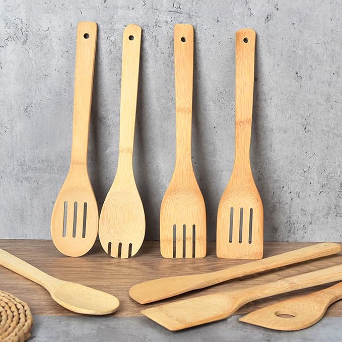 DEAYOU 16 PCS Bamboo Kitchen Utensils, Wood Spoons Spatula Set - Image 7