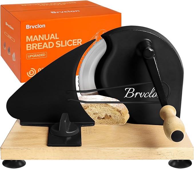 Brvclon Manual Bread Slicer Adjustable Thickness, Hand Crank Bread Slicer by Makeyourlifeeasier