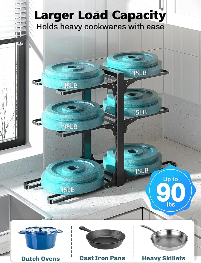 MUDEELA 6-Tier Pots and Pans Organizer under Cabinet, 13.78" Height Heavy Duty - Image 4