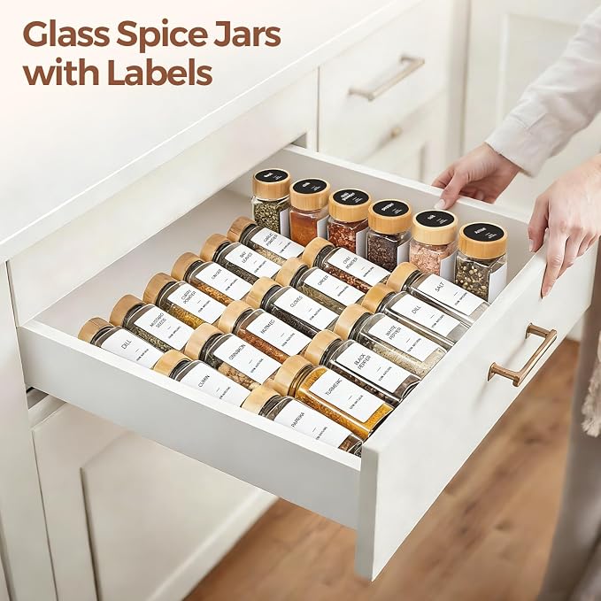 ComSaf Spice Jars with Label 4 oz 24Pcs, Glass Spice Jars with 6 Extra Shaker - Image 9