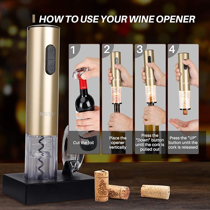 Secura Electric Wine Opener, Automatic Bottle Corkscrew Opener - Image 3