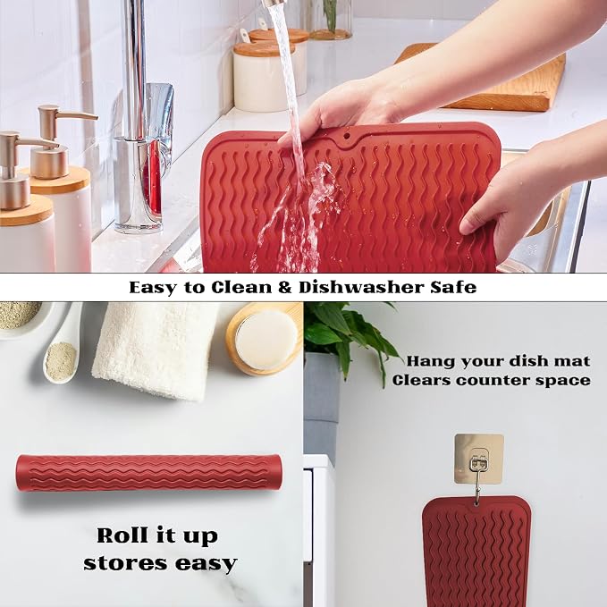 ZLR Silicone Dish Drying Mat 12" x 12" Square - Image 4
