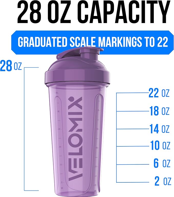 VELOMIX -2 Pack- 28 oz Protein Shaker Bottles - Image 4