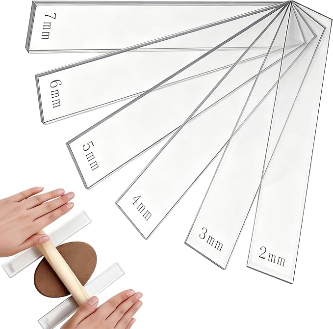 Polymer Clay Tools: Rolling Pin Guides & Roller Set 12Pcs Acrylic Adjustable by Unknown