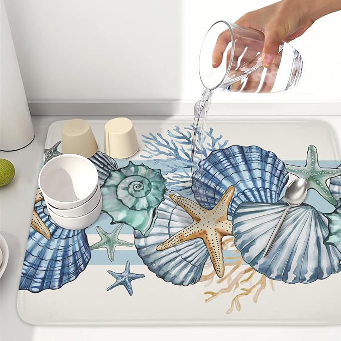 Summer Sea Shell Drying Mat 24x18 Inch, Starfish Drying Mat - Image 6
