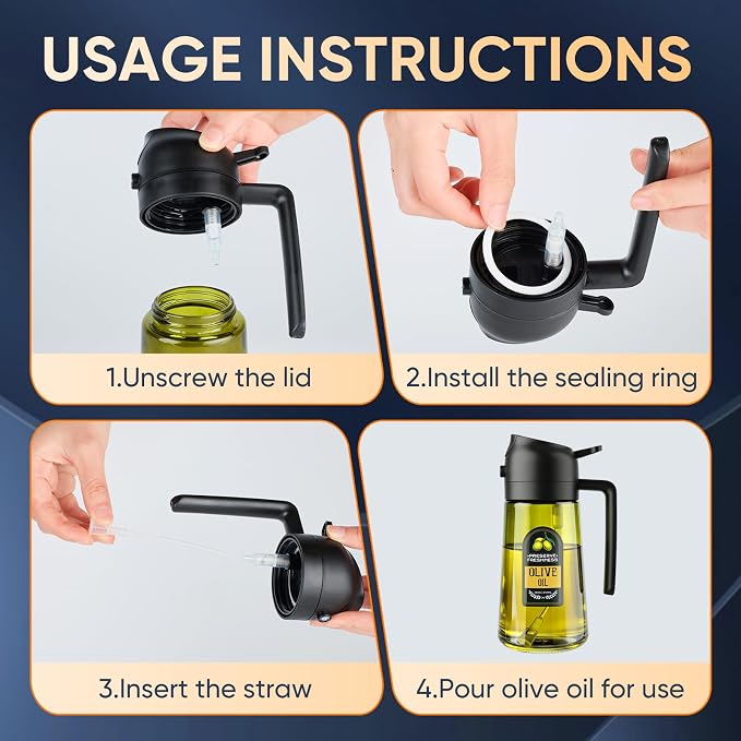 2 in 1 Olive Oil Sprayer for Cooking, 16 Oz Olive Oil Dispenser Bottle for - Image 5