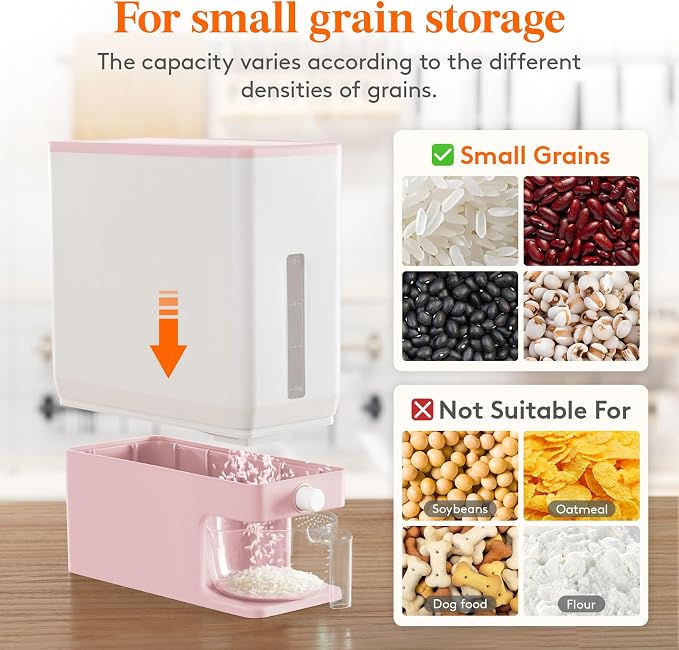 Lifewit 2 Pack Rice Dispenser 25 Lbs, Rice Storage Container Sealed Moisture - Image 6