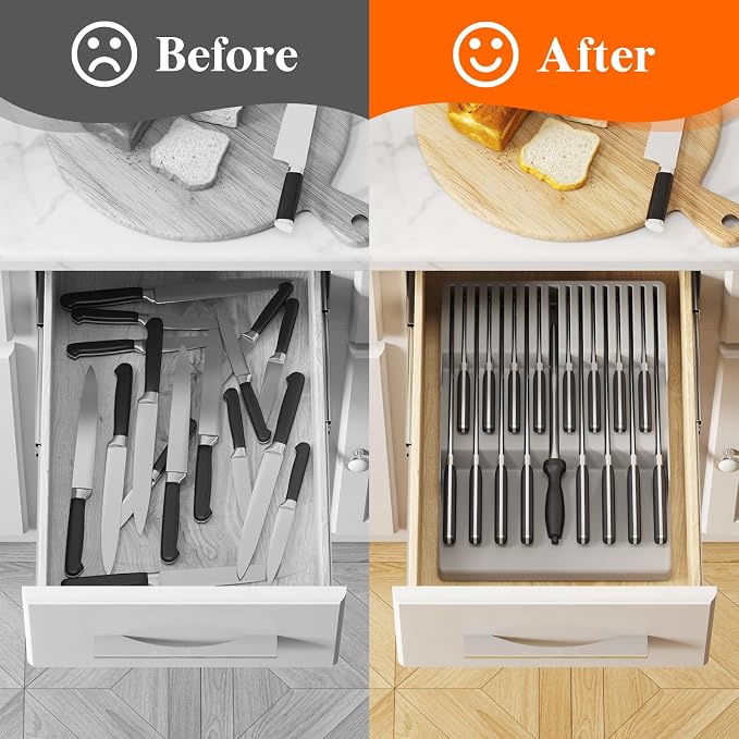 Lifewit Magnetic Drawer Knife Organizers Insert, Kitchen Plastic In Drawer - Image 9