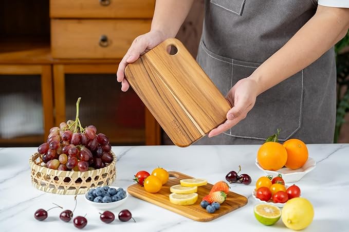 2 Pcs Berkvee Small Teak Wood Cutting Board - Image 5