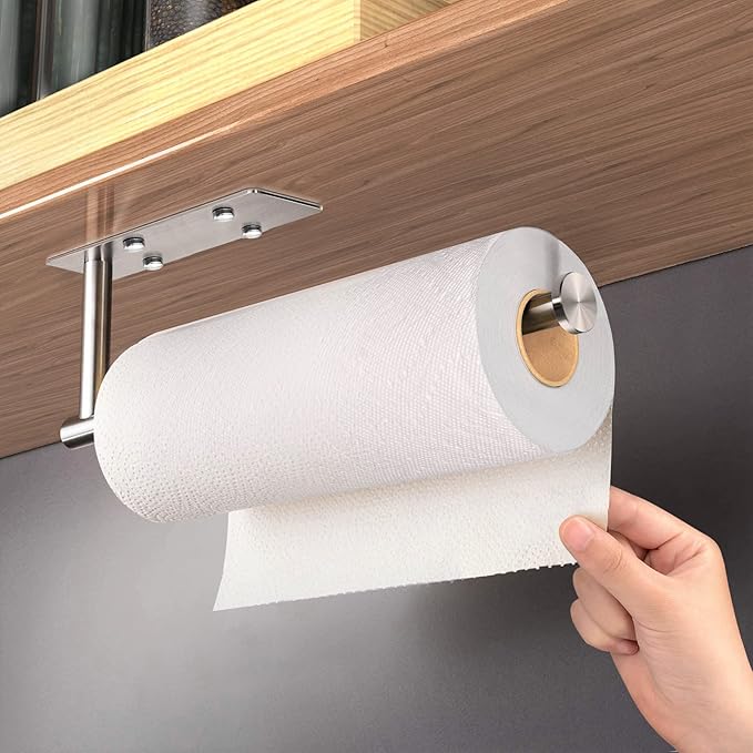 VAEHOLD Self Adhesive Paper Towel Holder Under Cabinet Mount, Wall Mounted - Image 4