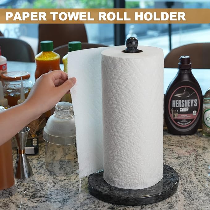 Koville Norwegian Natural Granite Paper Towel Holder Countertop, Genuine Stone - Image 4