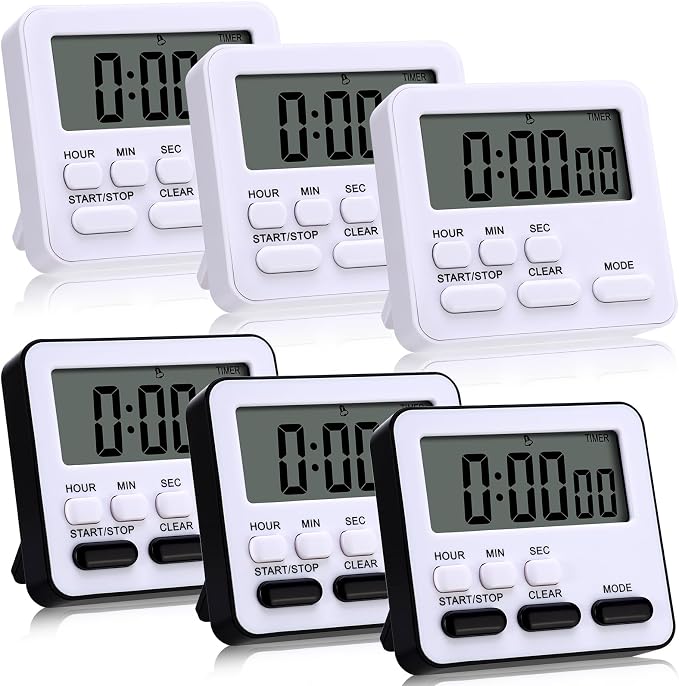 Leumoi 6 Pcs Digital Kitchen Timer 24 Hour Clock and Alarm Function Timer by Leumoi