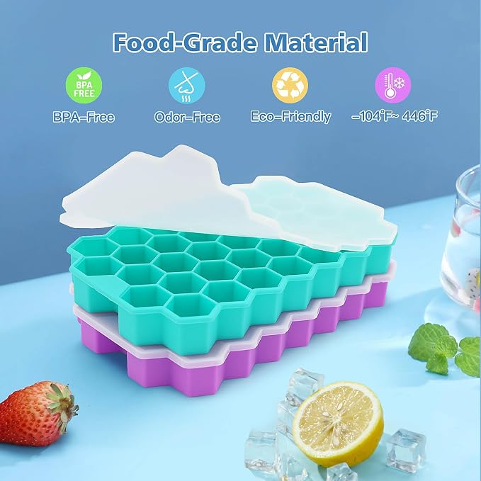 Azyh Ice Cube Trays for Freezer, 2 Pack Ice Cube Tray - Image 3