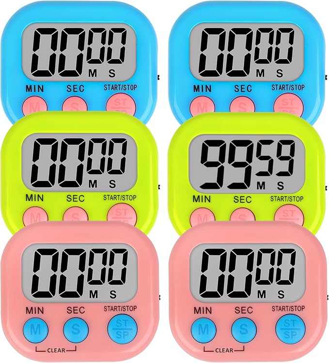 ZILLEEN 6 Pack Kitchen Timers for Cooking Digital Classroom Timers for Teachers by ZILLEEN