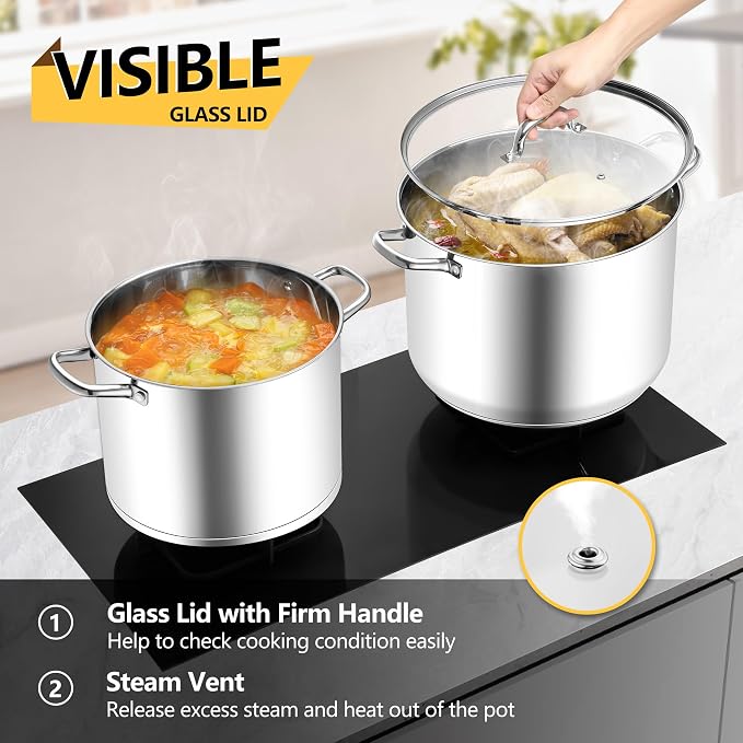 Homikit Large Stock Pot 14 Quart, Stainless Steel Chicken Soup Pot - Image 6
