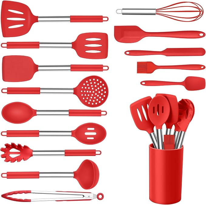 Onader 15 Pcs Silicone Cooking Utensils Set, Large Kitchen Gadgets Tools by Onader