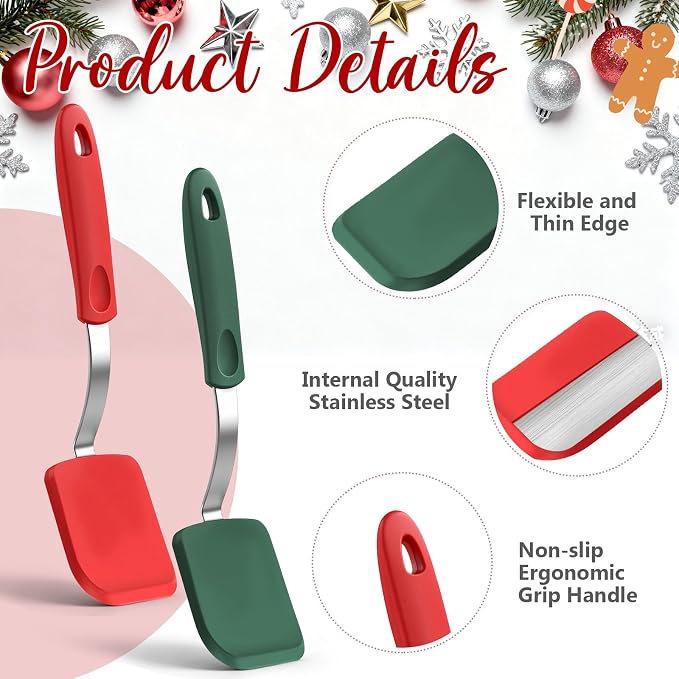 Silicone Cookie Spatula Turner 2 Pack Mini Brownie Spatula Flexible Kitchen - Image 4