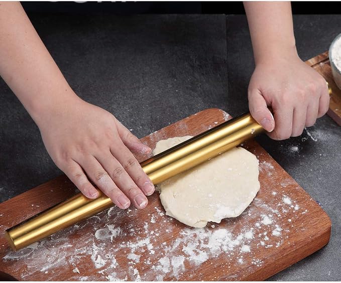 Berglander Gold Rolling Pin, 16.7 Inches Stainless Steel Matte Finish - Image 6