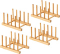 HBlife 4pcs Bamboo Dish Plate Bowl Cup Book Pot Lid Cutting Board Drying Rack by HBlife