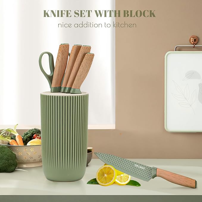 Kitchen Knife Set, Retrosohoo 6-Pieces Green Sharp Knife Set - Image 3