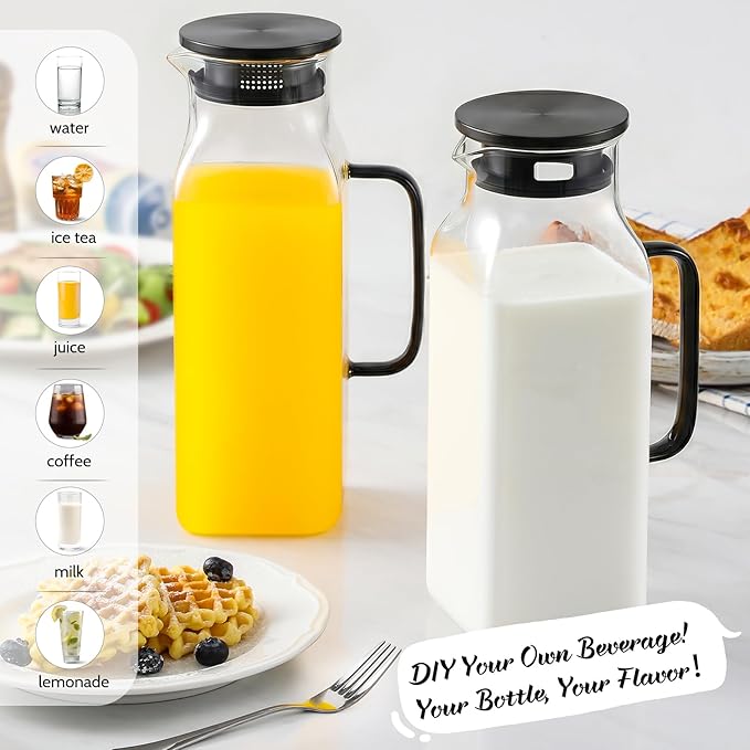 2 Pack 2 Liters/68 oz Square Glass Pitcher - Image 3