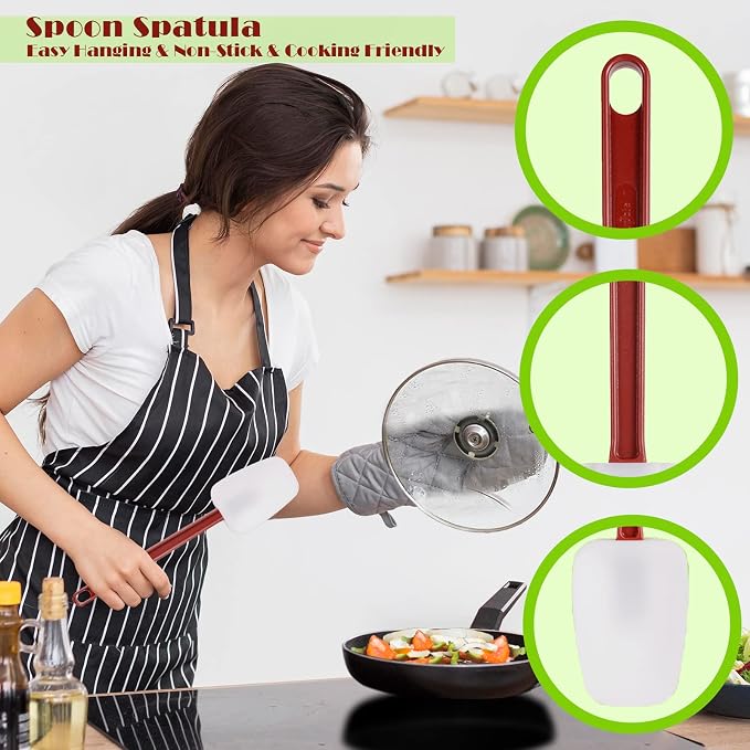 Silicone Rubber Spatula and Spoon Rubber Spatula Set of 3, High Heat Spoon - Image 4
