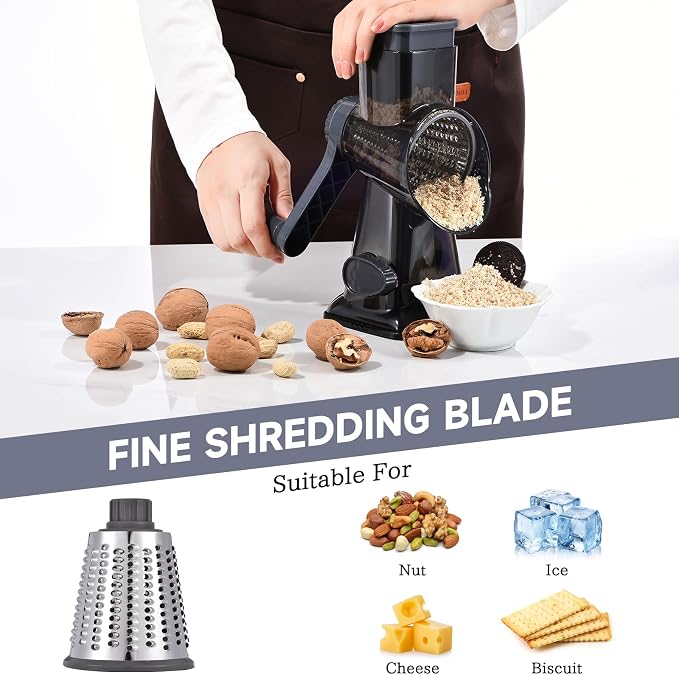 Rotary Cheese Grater with Handle Kitchen Shredder Slicer Grater Slicer Ice - Image 5