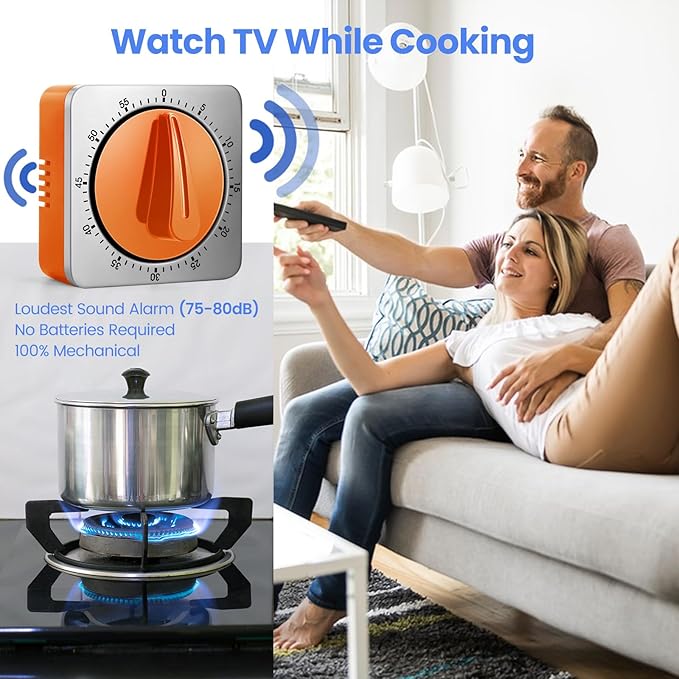Orange Kitchen Timers for Cooking, Chef Cooking Timer Clock - Image 8