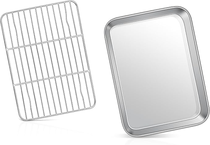 9 Inch Baking Sheet Pan with Rack Set, Joyfair Stainless Steel Toaster Oven by Joyfair