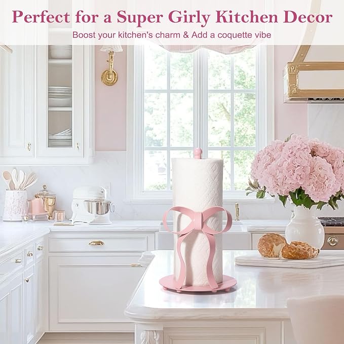 Pink Bow Paper Towel Holder Coutertop - Image 5