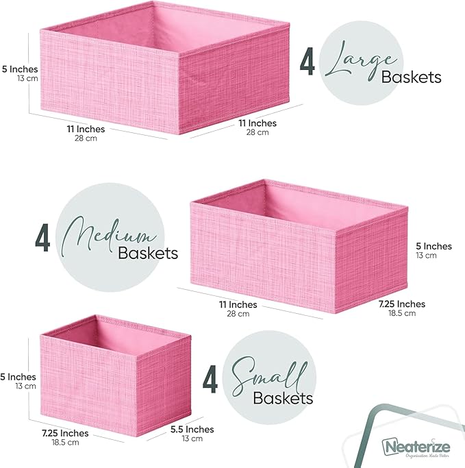 Drawer Organizer Clothes Set of 12 Pink - Image 2
