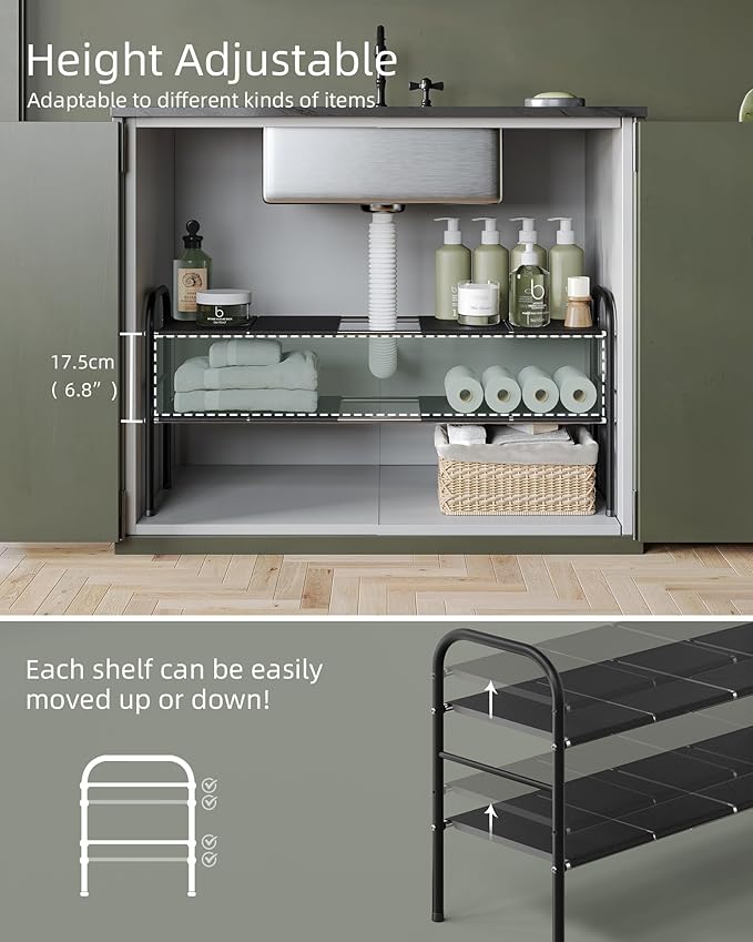 NETEL 2 Pack Under Sink Organizers and Storage, Expandable Under Cabinet - Image 4